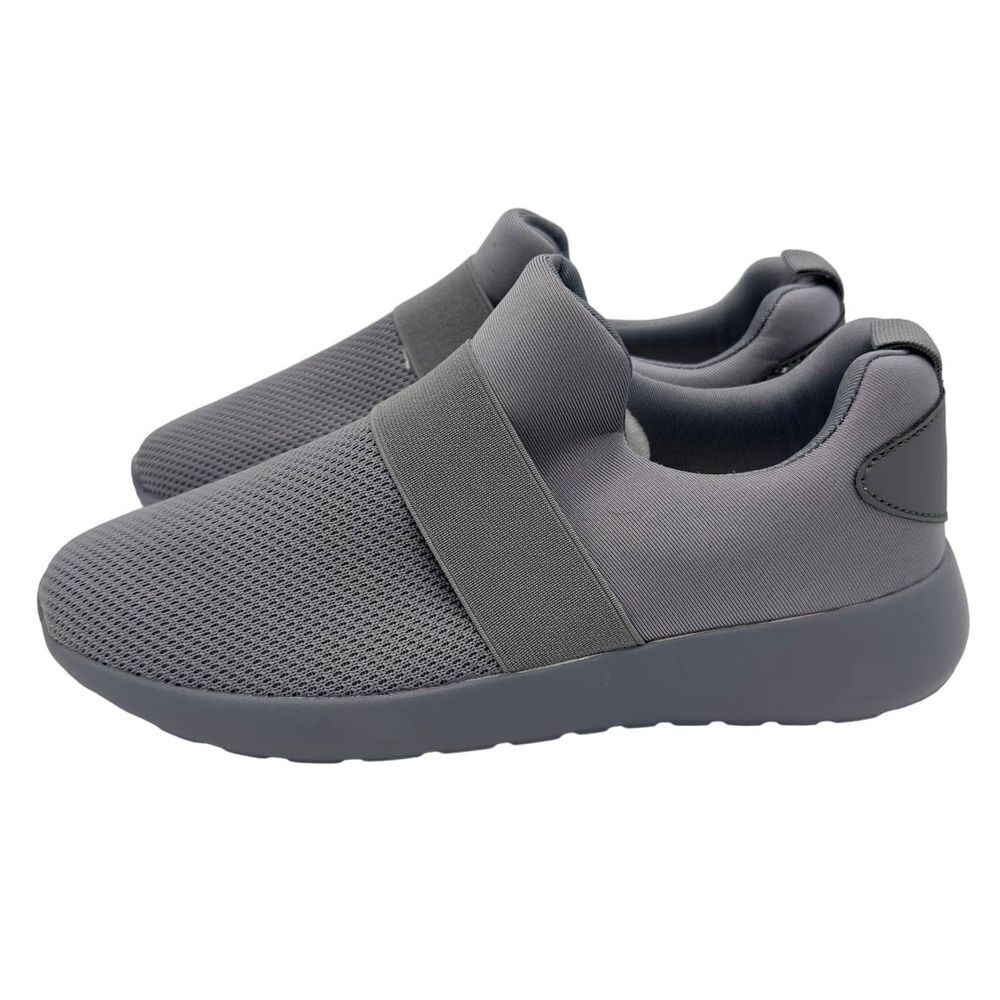 Walking Shoes men, casual, tennis, light, breathable sneakers gray loafers 7.5US
